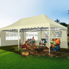 HOTEEL 10x20 Pop up Canopy with 6 Sidewalls, Waterproof Tent for Parties Wedding Event, Commercial Outdoor Wedding Party Tents with Roller Bag, Stakes, Ropes & Sandbags