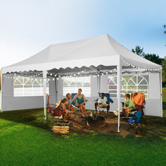 HOTEEL 10x20 Pop up Canopy with 6 Sidewalls, Waterproof Tent for Parties Wedding Event, Commercial Outdoor Wedding Party Tents with Roller Bag, Stakes, Ropes & Sandbags