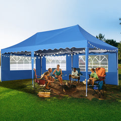 HOTEEL 10x20 Pop up Canopy with 6 Sidewalls, Waterproof Tent for Parties Wedding Event, Commercial Outdoor Wedding Party Tents with Roller Bag, Stakes, Ropes & Sandbags