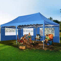 HOTEEL 10x20 Pop up Canopy Tents with Removeble Sidewalls,Outdoor Gazebo with Wheeled Bag & 4 Sandbags,for Patio,Wedding,Backyard,Camping,Parties,Event,Blue
