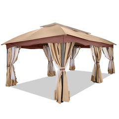 COBIZI Heavy Duty 12'x20' Metal Patio Gazebo Outdoor Gazebo Canopy Tent with 6 Mosquito Netting and Curtains Gazebos Shelter 100% Waterproof with Double Roof for Party, Backyard, Deck, Garden, Gray