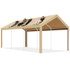 Hoteel Carport 10'x20' Large Heavy Duty Car Canopy with Steel Frame, Portable Garage Wedding Tent Big Tents Carports Shelter, All-Season Tarp for Outdoor Party Birthday, Khaki