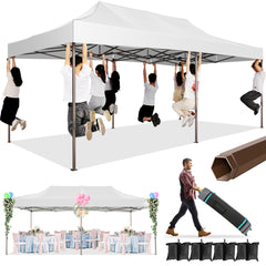 COBIZI Pop up Canopy Tent 10x10 Commercial Instant Canopy with 4 Sidewalls & Carry Bag 4 Stakes & Ropes & Sandbags Portable Tent for Parties Beach Camping Party Event Shelter Sun Shade