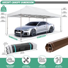 COBIZI Pop up Canopy Tent 10x10 Commercial Instant Canopy with 4 Sidewalls & Carry Bag 4 Stakes & Ropes & Sandbags Portable Tent for Parties Beach Camping Party Event Shelter Sun Shade