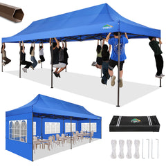 COBIZI Heavy Duty 10x30 Commercial Tent, Pop up Canopy for Parties, Wedding,Waterproof Gazebos with 8 Sidewalls,Black