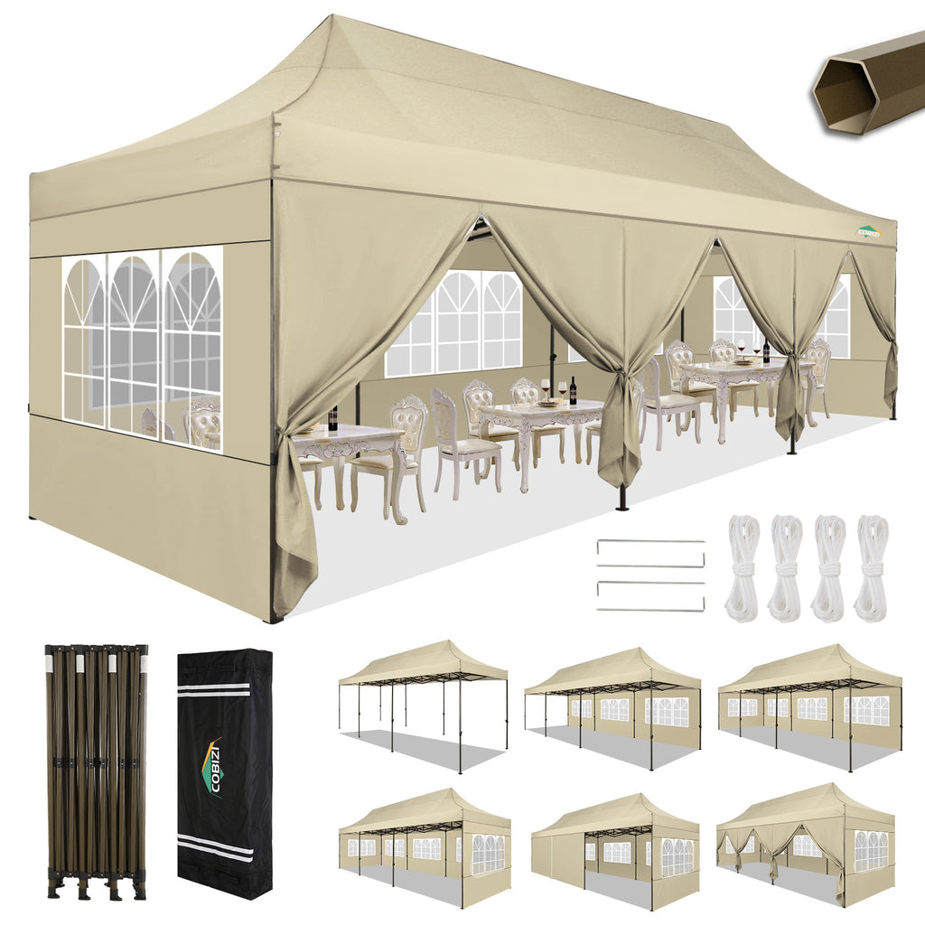 COBIZI Heavy Duty 10x30 Commercial Tent, Pop up Canopy for Parties, We