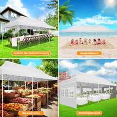 HOTEEL 10’x30' pop-up tent, suitable for parties, heavy-duty easy-to-set-up tent with 8 side walls, outdoor commercial instant gazebo, suitable for wedding events, with portable bag