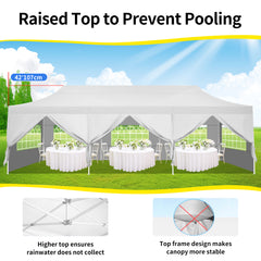 HOTEEL 10’x30' pop-up tent, suitable for parties, heavy-duty easy-to-set-up tent with 8 side walls, outdoor commercial instant gazebo, suitable for wedding events, with portable bag