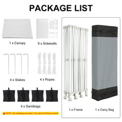 HOTEEL 10’x30' pop-up tent, suitable for parties, heavy-duty easy-to-set-up tent with 8 side walls, outdoor commercial instant gazebo, suitable for wedding events, with portable bag