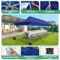 COBIZI 10x30 Heavy Duty Canopy Tent, Pop up Gazebo with Netting Screened ,Waterproof Ez up Canopy with Sidewalls, Outdoor Instant Party Tent for Backyard,Dark Blue