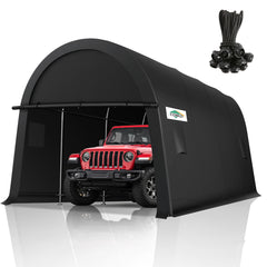 Hoteel Heavy Duty Carport Outdoor Metal Car Tent with Metal Frame and Round Roof, Anti-Snow Portable Garage Storage Shelter for Automobiles,Trucks and Boats,Gary