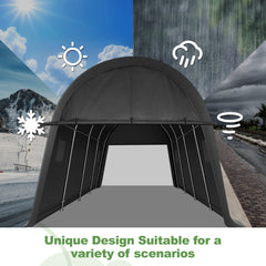 Hoteel Heavy Duty Carport Outdoor Metal Car Tent with Metal Frame and Round Roof, Anti-Snow Portable Garage Storage Shelter for Automobiles,Trucks and Boats,Gary