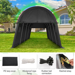 Hoteel Heavy Duty Carport Outdoor Metal Car Tent with Metal Frame and Round Roof, Anti-Snow Portable Garage Storage Shelter for Automobiles,Trucks and Boats,Gary