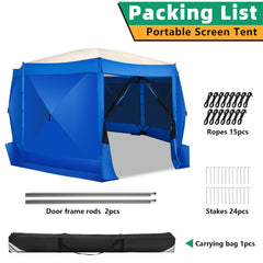 Hoteel 15x15 Camping Gazebo Tent 8 Sided Pop-up Canopy Screen Tent with Netting for Camping, Waterproof, UV Resistant, Ez Set-up Party Tent with Carrying Bag