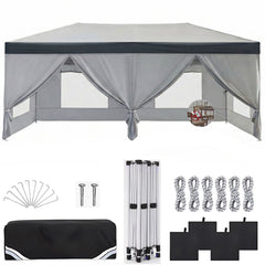 10x20 Pop Up Canopy Tent with Sidewalls, One Push Setup with Air Vent and Mesh Windows, Party Tents for Parties, Event, Commercial and Wedding with SandBags