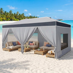 10x20 Pop Up Canopy Tent with Sidewalls, One Push Setup with Air Vent and Mesh Windows, Party Tents for Parties, Event, Commercial and Wedding with SandBags