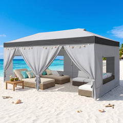 10x20 Pop Up Canopy Tent with Sidewalls, One Push Setup with Air Vent and Mesh Windows, Party Tents for Parties, Event, Commercial and Wedding with SandBags