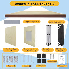10x20 Pop Up Canopy Tent with Sidewalls, One Push Setup with Air Vent and Mesh Windows, Party Tents for Parties, Event, Commercial and Wedding with SandBags