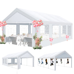 COBIZI 13‘x26’ Party Tent, Heavy-Duty Waterproof Outdoor White Gazebo, Event Canopy, Wedding Tarp, Suitable for Parties, BBQs, Commercial Use, with Removable Side Wall Windows