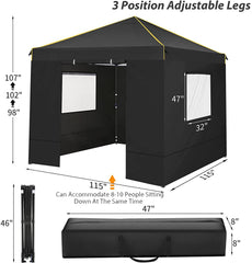 HOTEEL 10x10 Pop Up Canopy Tent with 4 Removable Sidewalls,Waterproof Commercial Instant Gazebo Outdoor Tents for Party/Exhibition/Picnic with Carry Bag