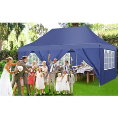 YUEBO 10'x20' Ez Pop Up Canopy Tent Commercial Instant Canopies with 6 Removable Side Walls Portable & Carrying Bag for Patio Picnic Carport Party Wedding, Blue Navy