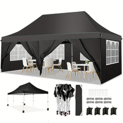 COBIZI 10'x20' Pop up Canopy Tent with 6 Removable Sidewalls, Instant Outdoor Canopy Shelter with Upgrade Raised Roof and Carry Bag