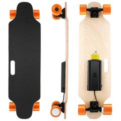 Caroma Electric Skateboards with Remote, 350W Brushless Motor, 12.4MPH Top Speed, 8 Miles Max Range, 3 Speed Mode E Skateboard, Orange Wheels
