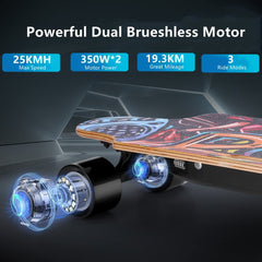 Caroma Electric Skateboard with Remote, 700W Electric Longboard,18.6 Mph Top Speed & 12 Miles Range, 35.4" Electric Skateboard