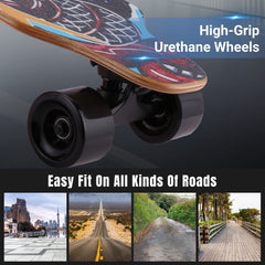 Caroma Electric Skateboard with Remote, 700W Electric Longboard,18.6 Mph Top Speed & 12 Miles Range, 35.4" Electric Skateboard