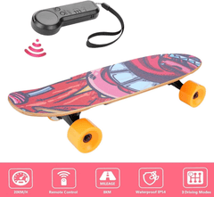 CAROMA 350W Electric Skateboard with Remote Control, 12.4 MPH Top Speed, 7 Layers Maple Electric Longboard, E Skateboards for Teenager and Adults, Orange