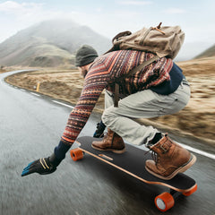 YUEBO Electric Skateboard Youth Electric Longboard with Wireless Remote Control, 12 MPH Top Speed, 10 Miles Range, 7 Layers Maple Longboard (Orange)