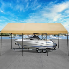 YUEBO Carport, 10'x 20' Heavy Duty Carport with Roll-up Ventilated Windows, Portable Garage with Removable Sidewalls & Doors for Car, Truck, Boat, Car Canopy with All-Season Tarp, Yellow