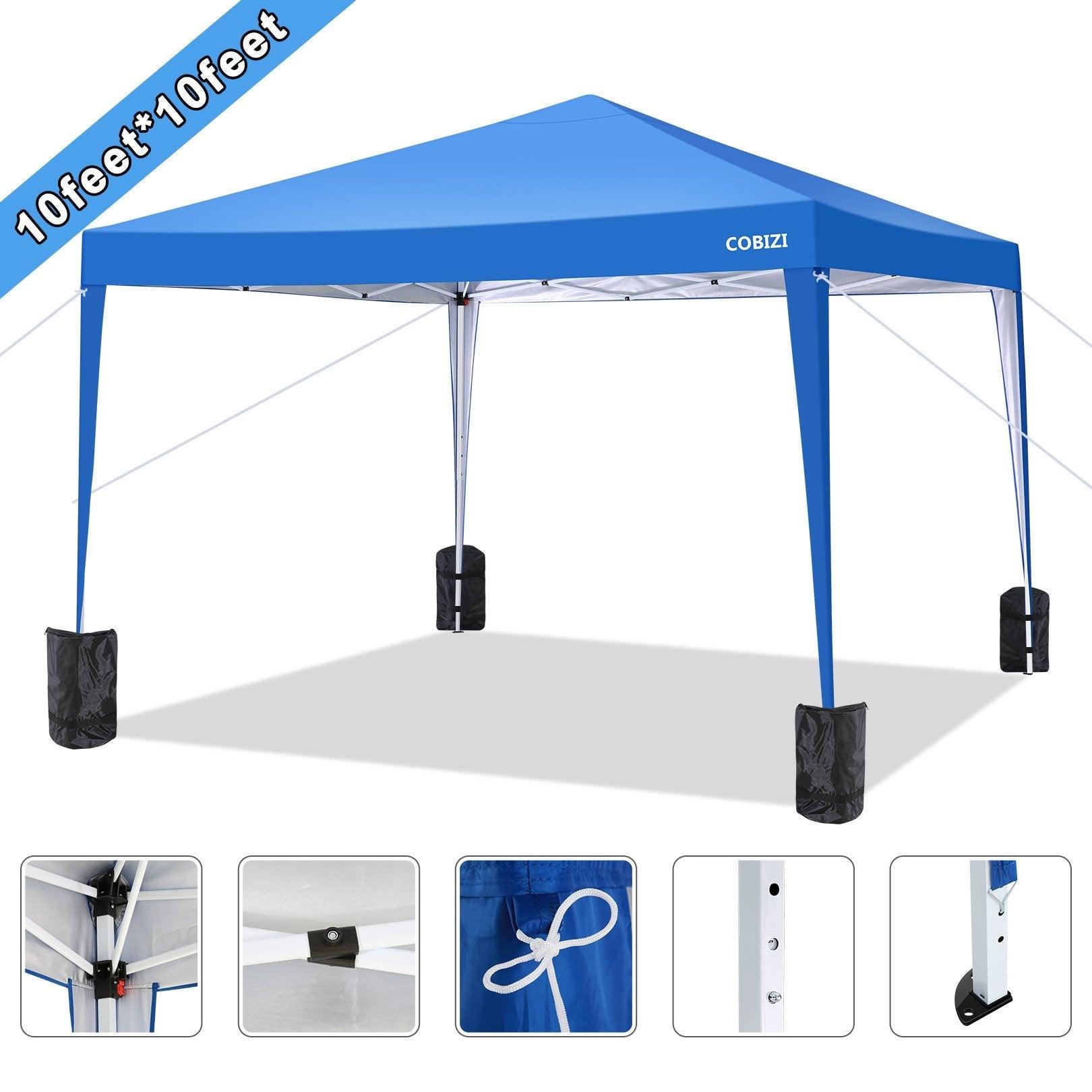 COBIZI Pop Up Canopy Gazebo Outdoor Shade Tent 10'X10' with 4 Sandbags - COBIZI