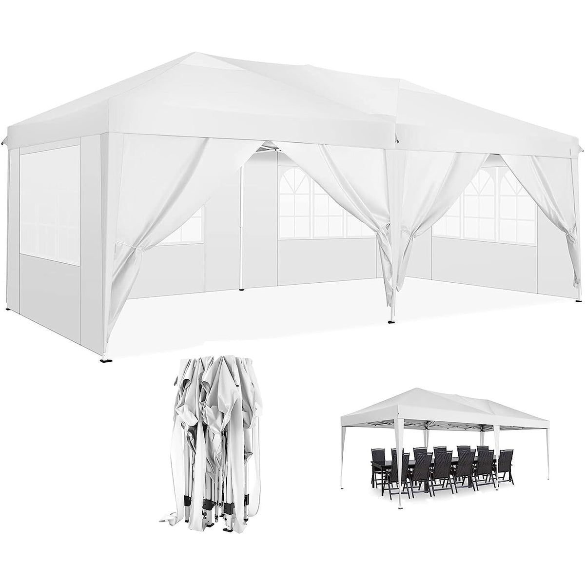 HOTEEL Pop Up Canopy Large Party Tent Shelter 10'x20' with 6 Sidewalls
