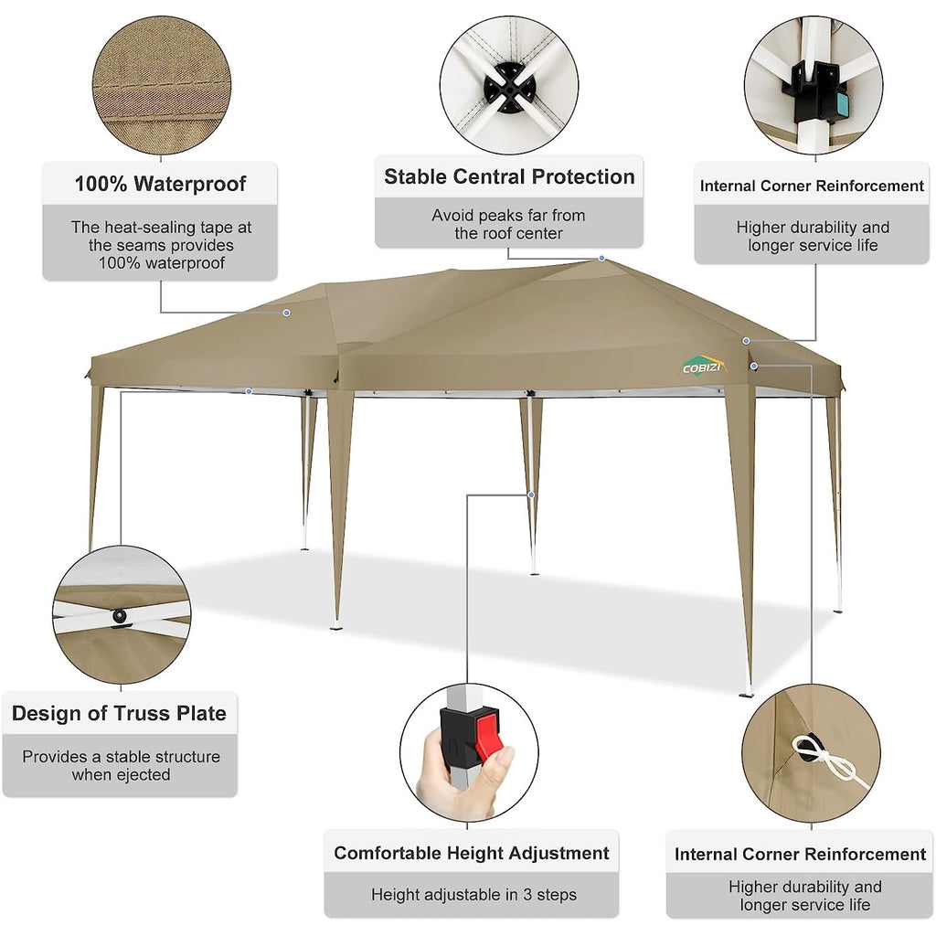 COBIZI Pop Up Canopy Large Party Tent Shelter 10'x20' with 6 Sidewalls