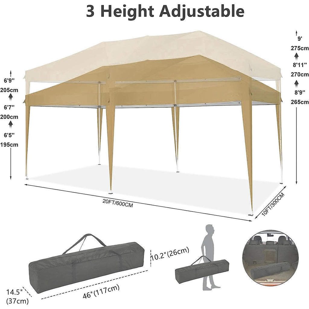 Cobizi Pop Up Canopy Large Party Tent Shelter 10'x20' With 6 Sidewalls