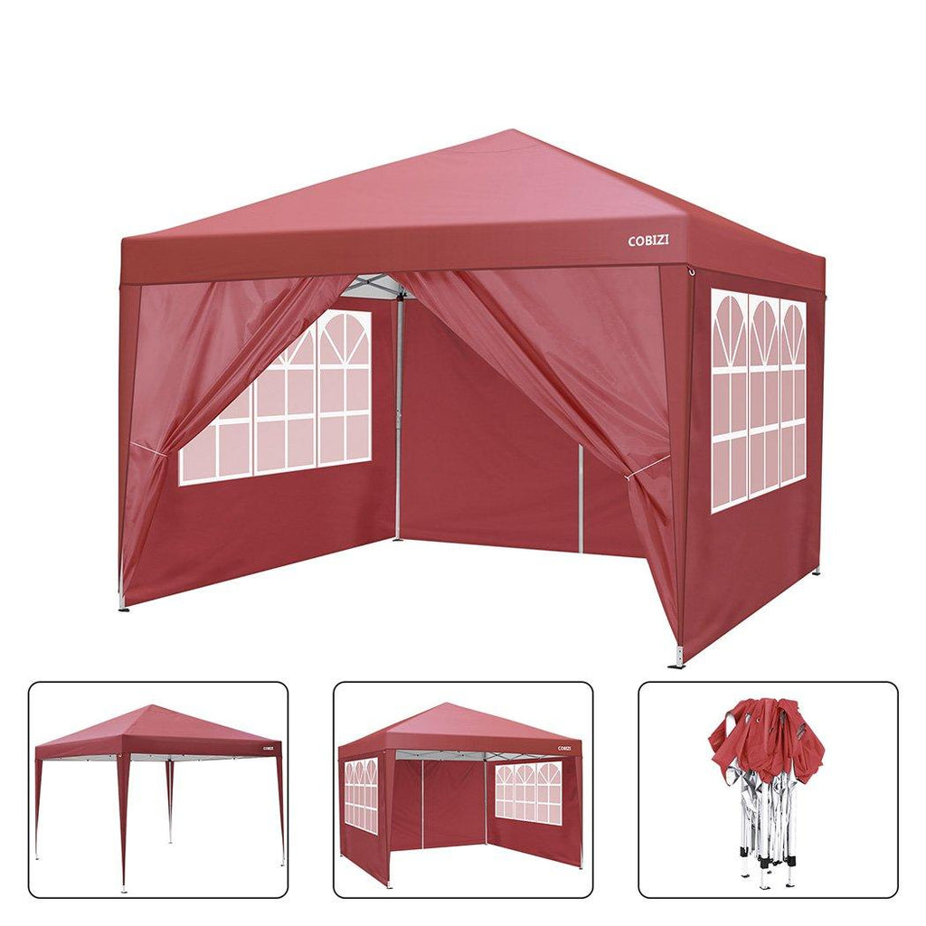 Cobizi Pop Up Canopy Shade Waterproof Tent 10'x10' With 4 Sidewalls