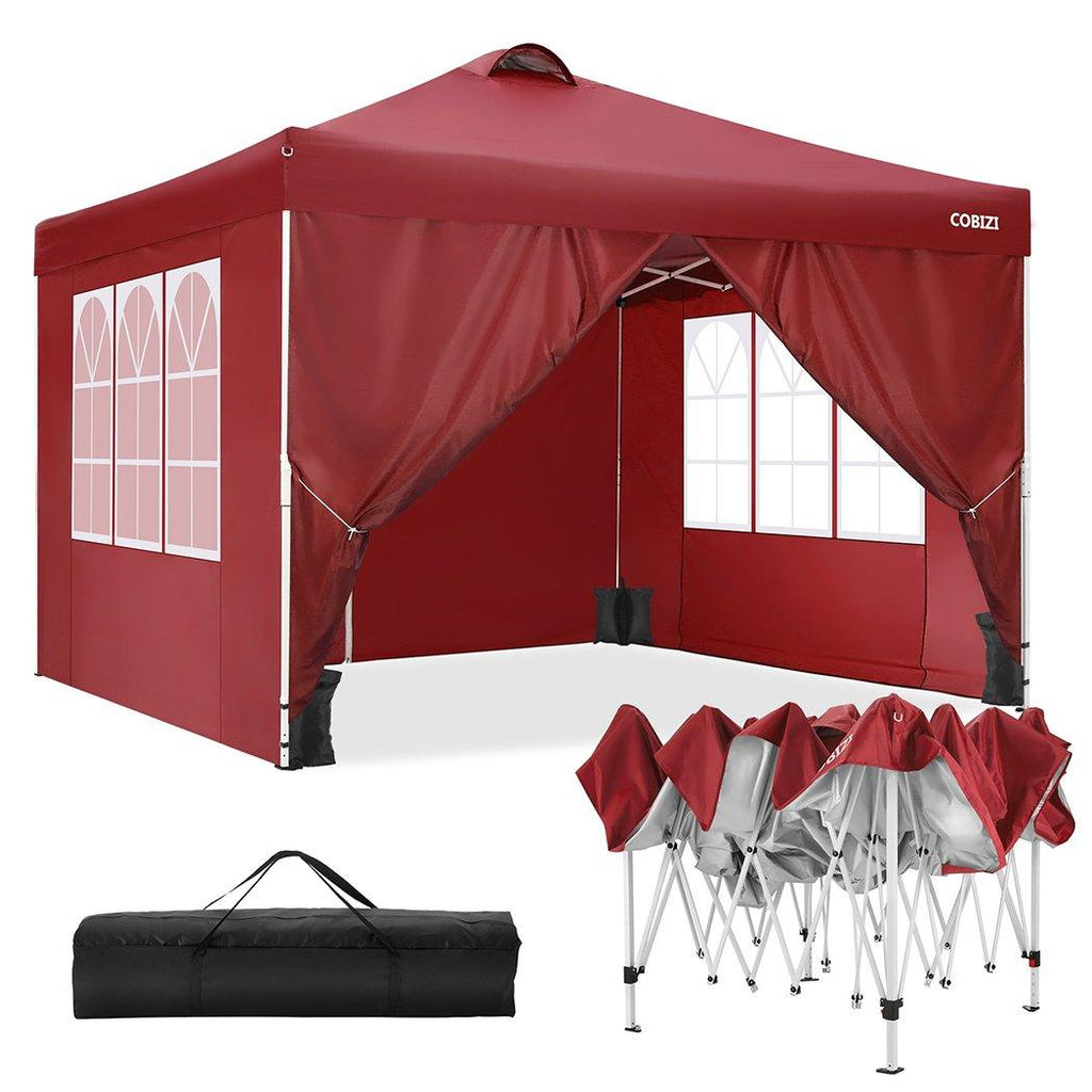 COBIZI Pop Up Canopy Shade Waterproof Tent 10'x10' With Sidewalls Vent