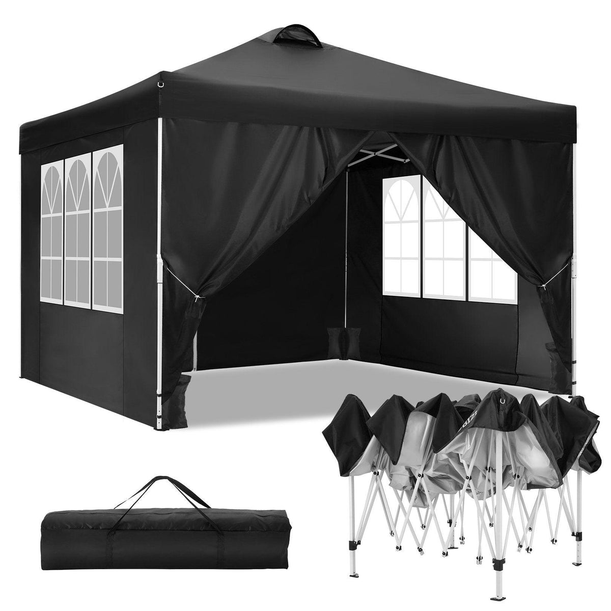 COBIZI Pop Up Canopy Shade Waterproof Tent 10'x10' With Sidewalls Vent - COBIZI