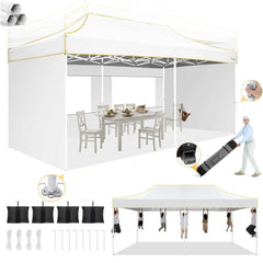 HOTEEL 10'x20' Heavy Duty Pop Up Canopy Tent,Commercial Open Air Gazebo,Hexagonal Frame & Roller Bag,Outdoor Weddings, Parties, Events (Gray)