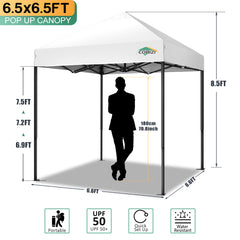 HOTEEL 6.5x6.5 FT Pop up Canopy, Waterproof Commercial Canopy Tent,Outdoor Garden Gazebo, with Carry Bag