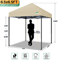 HOTEEL 6.5x6.5 FT Pop up Canopy, Waterproof Commercial Canopy Tent,Outdoor Garden Gazebo, with Carry Bag
