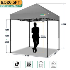 HOTEEL 6.5x6.5 FT Pop up Canopy, Waterproof Commercial Canopy Tent,Outdoor Garden Gazebo, with Carry Bag