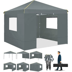 HOTEEL 10x10 Pop Up Canopy Tent with 4 Removable Sidewalls,Waterproof Commercial Instant Gazebo Outdoor Tents for Party/Exhibition/Picnic with Carry Bag
