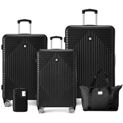 HOTEEL Luggage 3 Piece Set, Suitcase Set with Spinner Wheels & TSA Lock, 20 in Hardside Lightweight Luggage Set with duffel bag & toiletry bag, Black