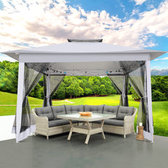 HOTEEL 13x13 Pop Up Gazebo Canopy Tent, Outdoor Waterproof Portable Gazebo With Mosquito Nettings, Double Vented Roof, 3 Adjustable Height and Carry Bag for Patio Garden Lawn