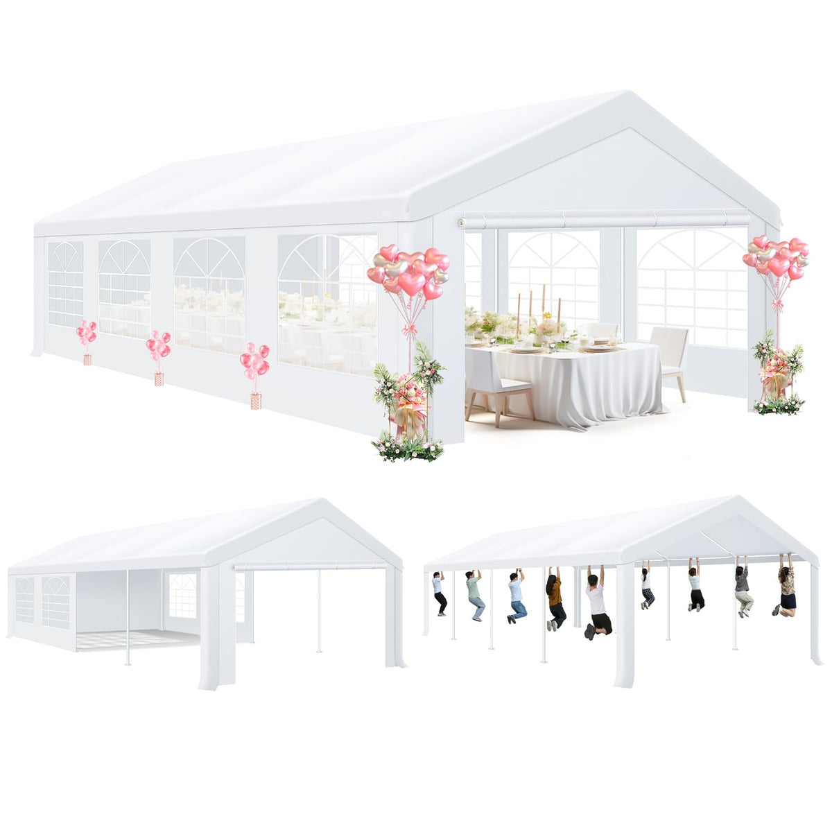 COBIZI 10‘x30’ Party Tent Heavy Duty, Wedding Tent, Event Tent for Parties, Carpas para Fiestas with 6 Removable Sidewalls