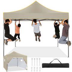HOTEEL Pop Up 10x10 Canopy Tent, Outdoor Heavy Duty Vendor Tent with Sidewalls,Easy Up Canopy with Mesh Window,UPF 50+, White