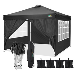 COBlZI 10'x10' Ez Pop Up Canopy Tent with 4 Sidewalls,Commercial Instant Gazebo Tents with 4 Sand Bags & 8 Stakes,Outdoor Patio Canopy for Parties,Backyard（Green）