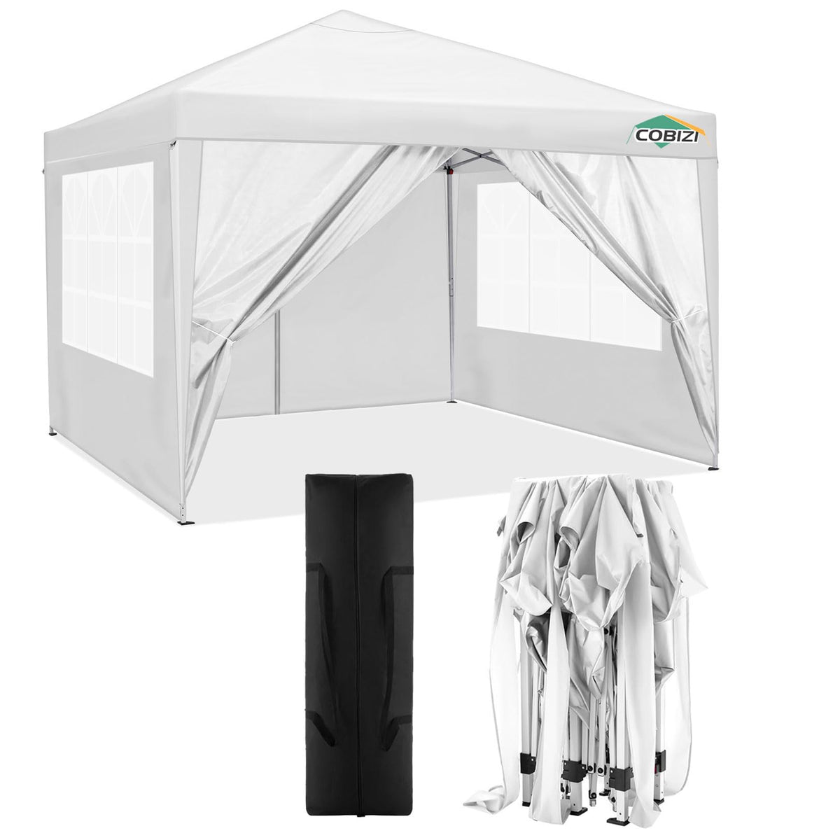 COBIZI 10x10 Pop up Canopy Tent Protable Canopy Tent with 4 Sidewalls Waterproof Commercial Instant Shelter Tent for Parties, Wedding